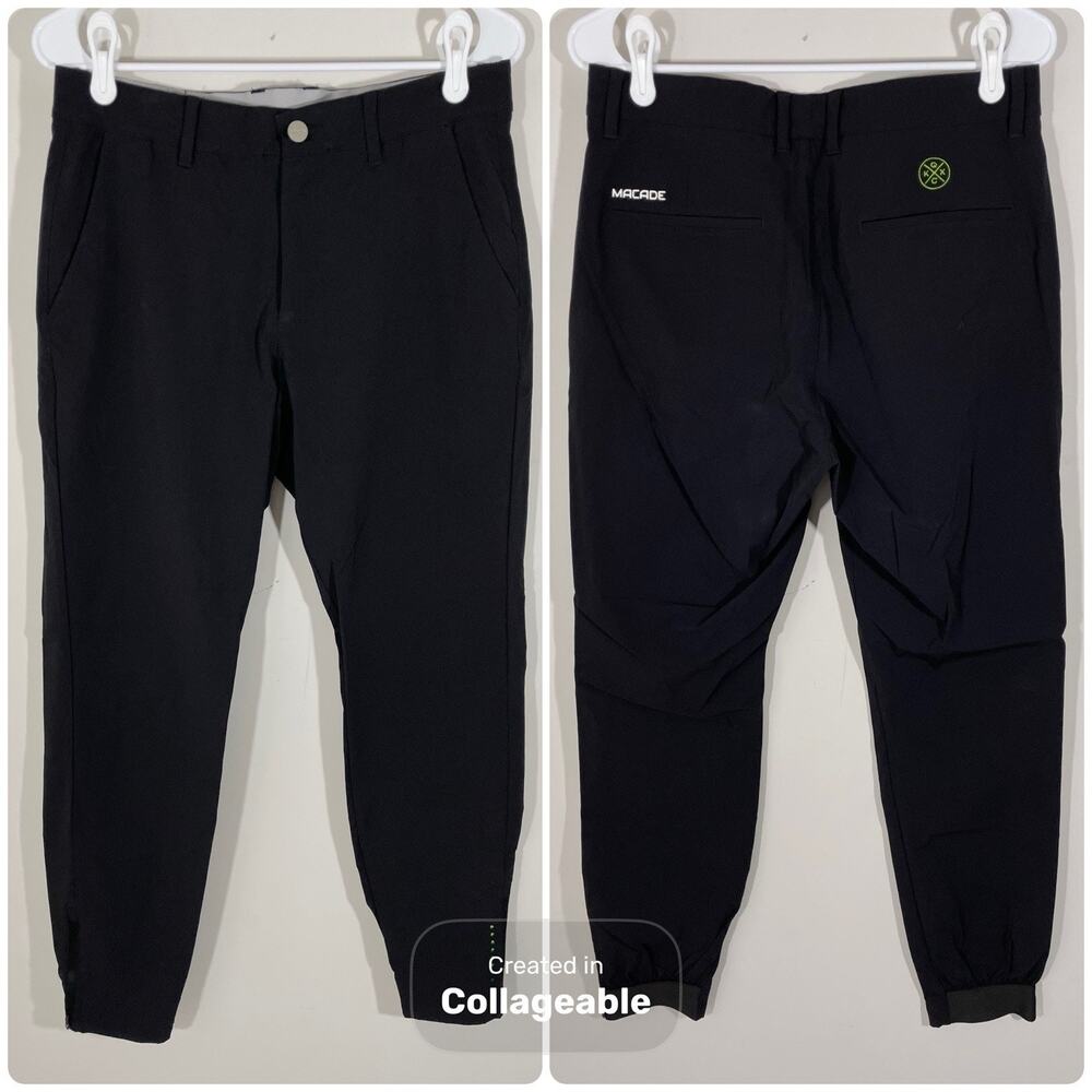 Macade Four Way Stretch Jogger Slim Fit Men's 32 Regular Black Golf Pants